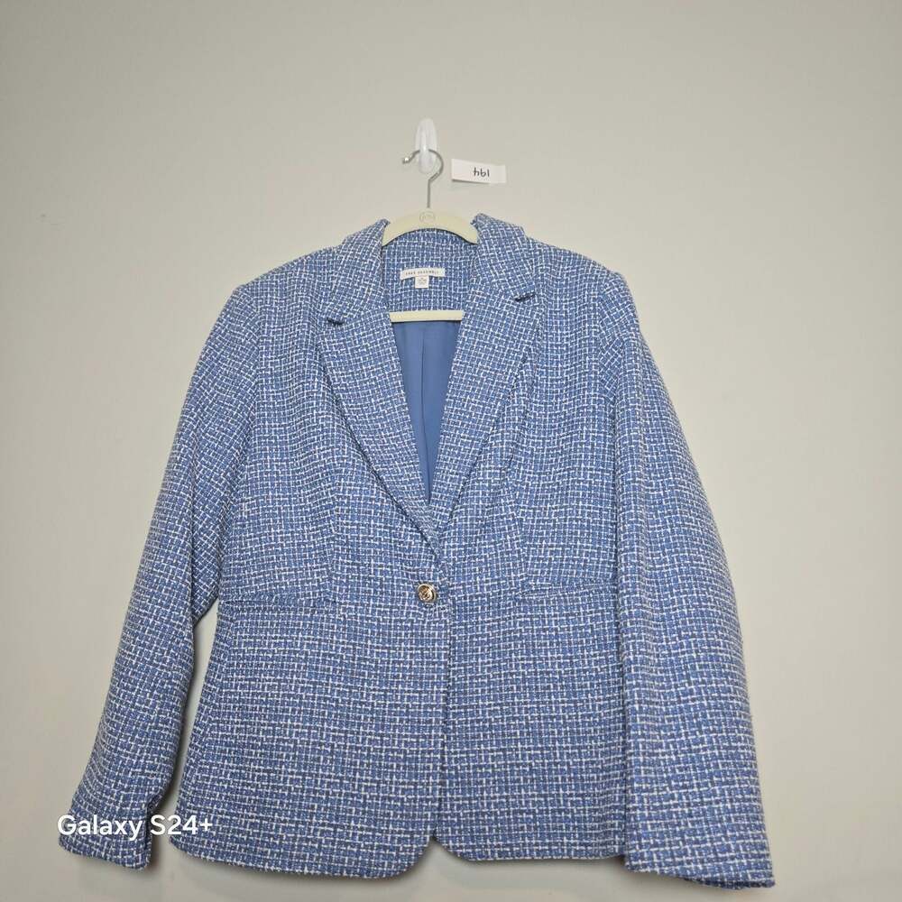 Free Assembly Women's Single Breasted Blue Tweed Blazer